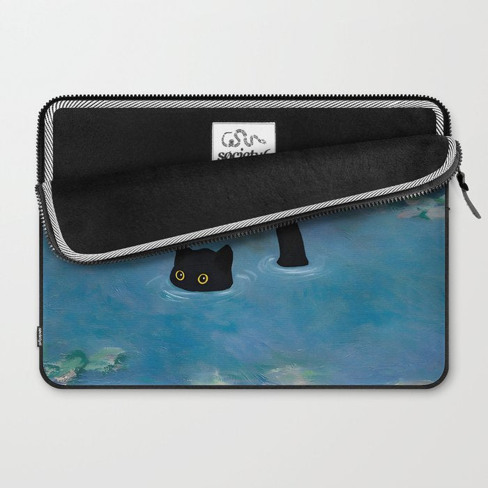 Cat Monet Waterlily Laptop Sleeve Gallery Image 2