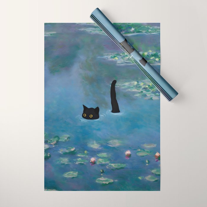 Cat Monet Waterlily Wrapping Paper
