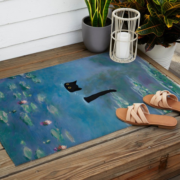 Cat Monet Waterlily Outdoor Rug Gallery Image 2
