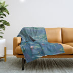 Cat Monet Waterlily Throw Blanket Gallery Image 1