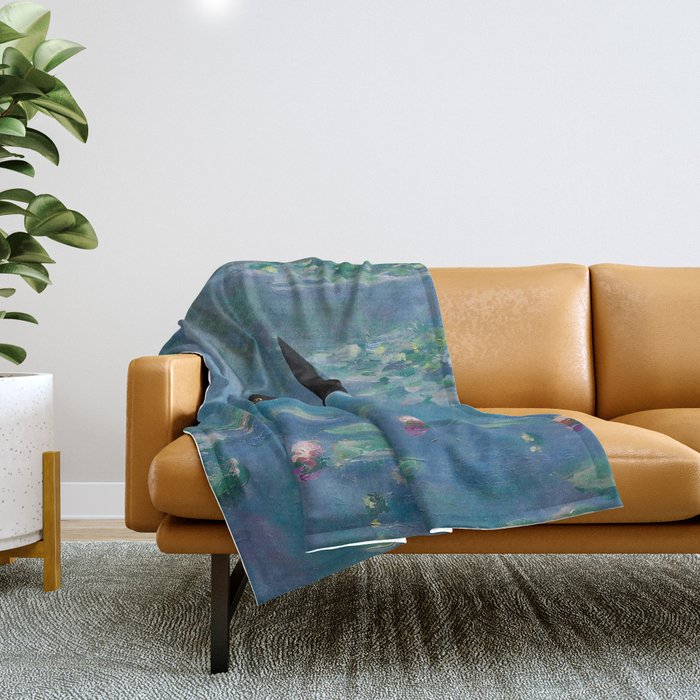 Cat Monet Waterlily Throw Blanket Gallery Image 1