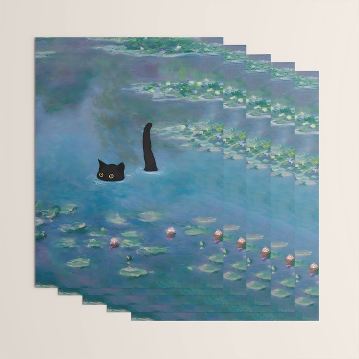 Cat Monet Waterlily Wrapping Paper Gallery Image 3