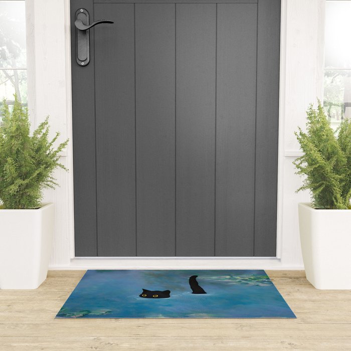 Cat Monet Waterlily Welcome Mat Gallery Image 3