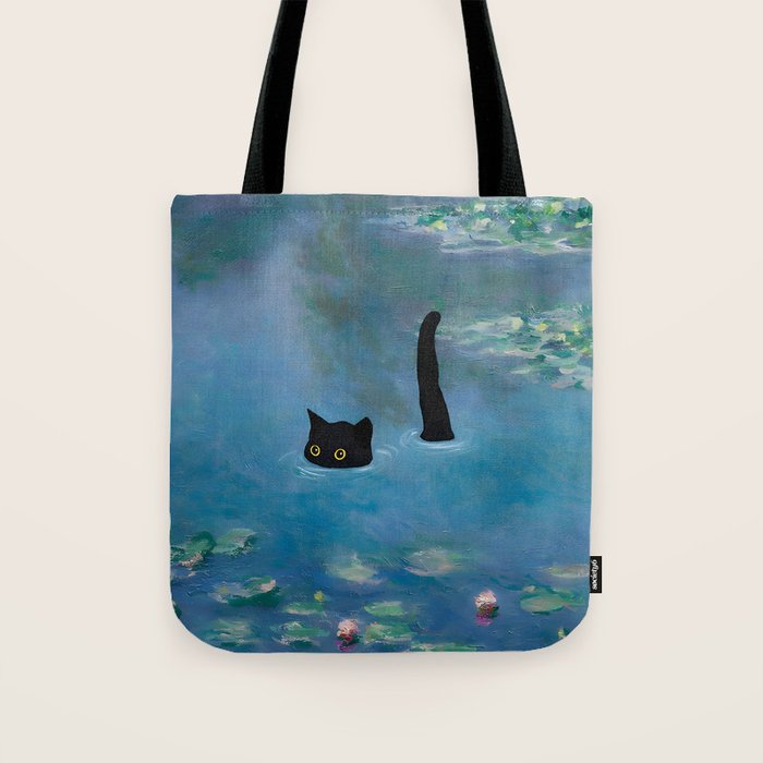 Cat Monet Waterlily Tote Bag Gallery Image 1