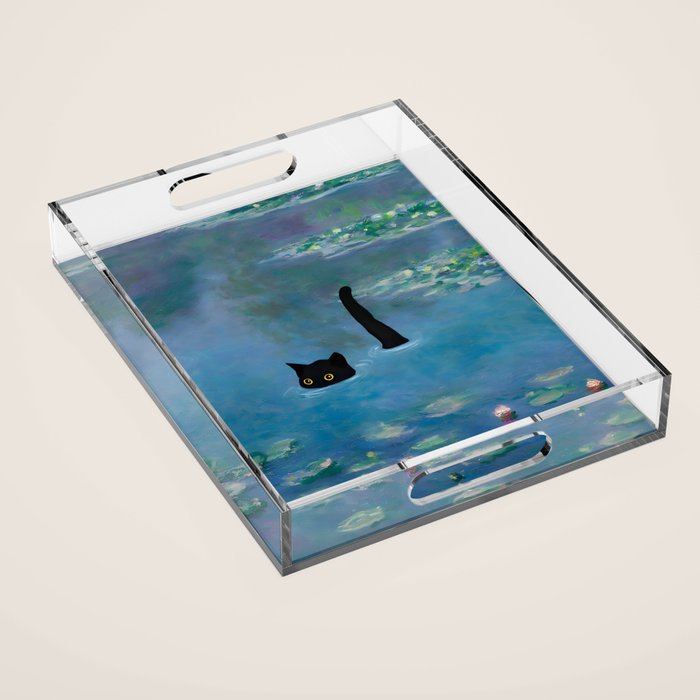 Cat Monet Waterlily Acrylic Tray Gallery Image 1