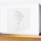 Minimal Line Art Woman with Orchids Wall Mural Gallery Image 2