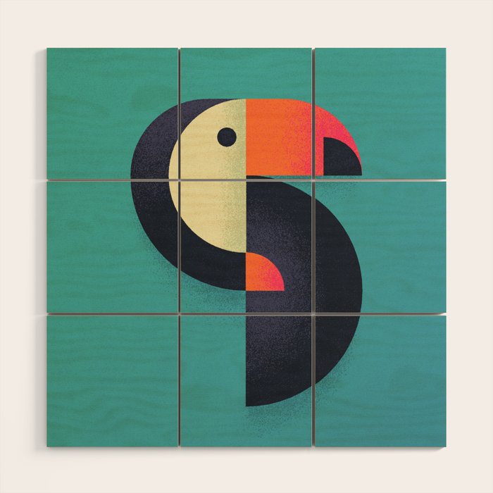 Toucan Geometric - Aqua Wood Wall Art Gallery Image 1