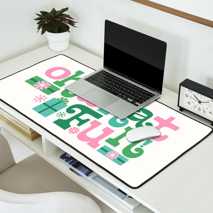 Oh What Fun - Pink and Green Desk Mat Gallery Image 2