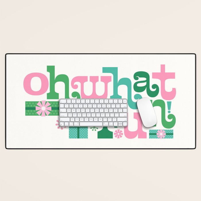 Oh What Fun - Pink and Green Desk Mat Gallery Image 1