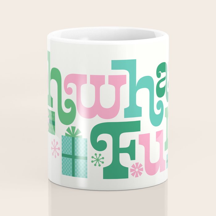 Oh What Fun - Pink and Green Coffee Mug Gallery Image 4