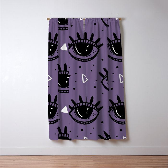 Mystic Eyes, Halloween, Purple Window Curtain Gallery Image 3