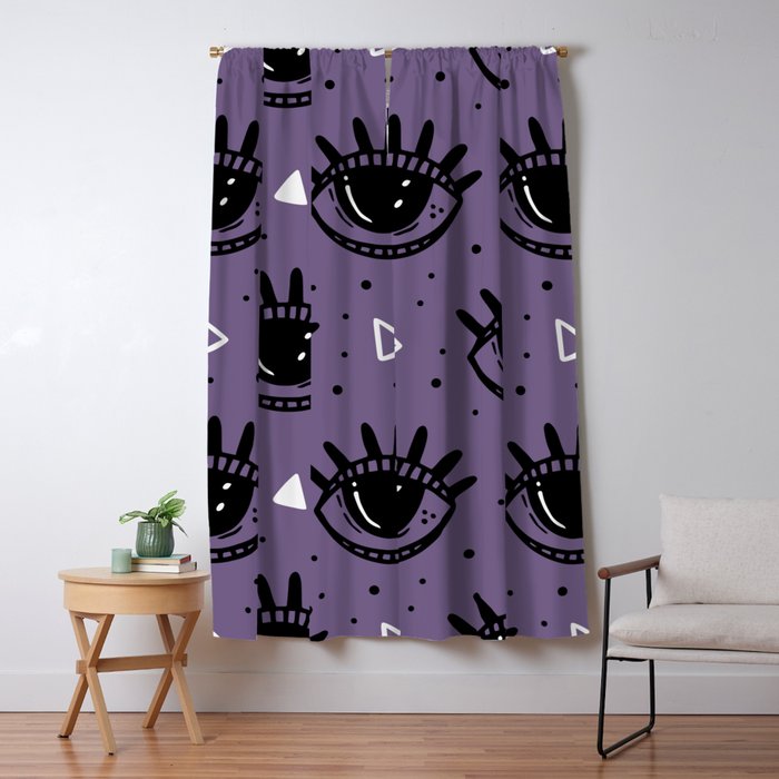 Mystic Eyes, Halloween, Purple Window Curtain Gallery Image 5