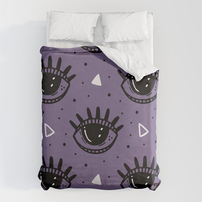 Mystic Eyes, Halloween, Purple Duvet Cover Gallery Image 6