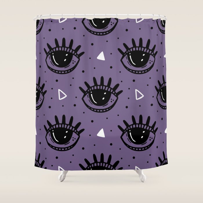 Mystic Eyes, Halloween, Purple Shower Curtain Gallery Image 1
