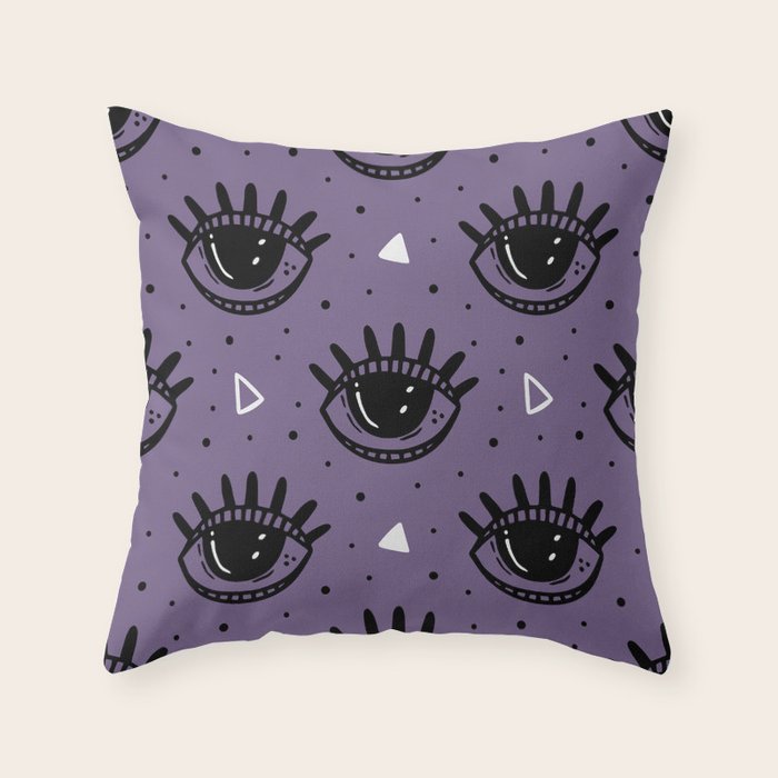 Mystic Eyes, Halloween, Purple Throw Pillow Gallery Image 6