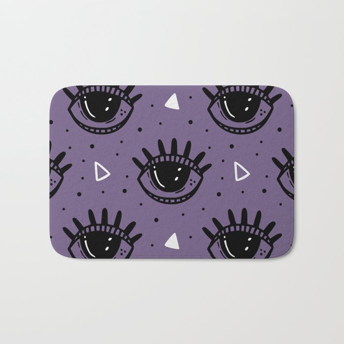 Mystic Eyes, Halloween, Purple Bath Mat Gallery Image 1