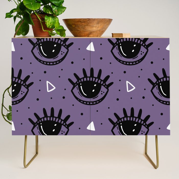 Mystic Eyes, Halloween, Purple Credenza Gallery Image 1