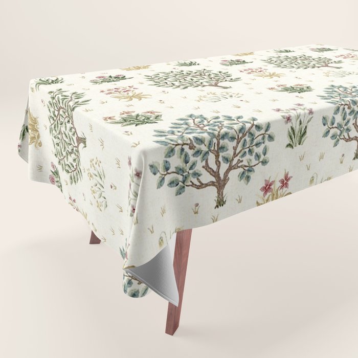 William Morris Orchard Bayleaf Rose Tablecloth Gallery Image 1