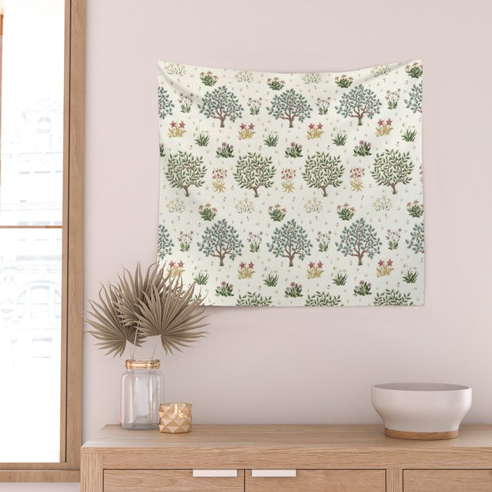 William Morris Orchard Bayleaf Rose Wall Tapestry Gallery Image 2