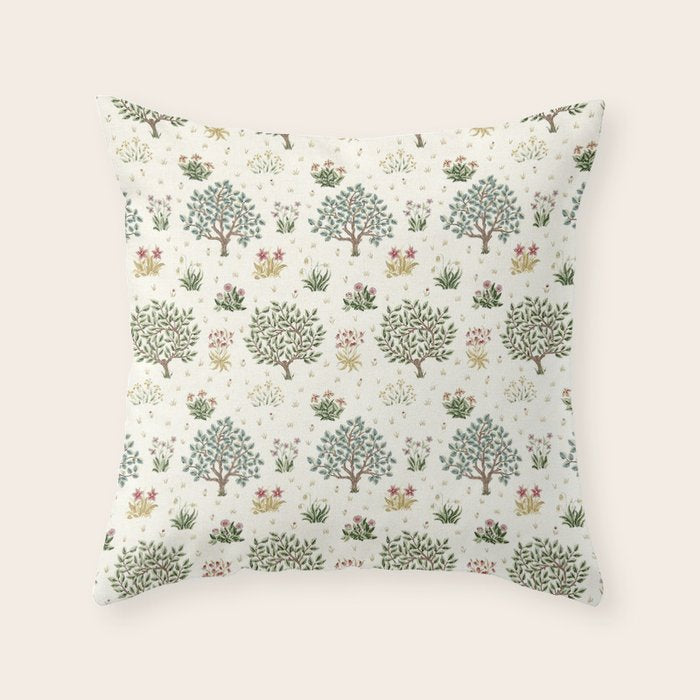 William Morris Orchard Bayleaf Rose Throw Pillow Gallery Image 6