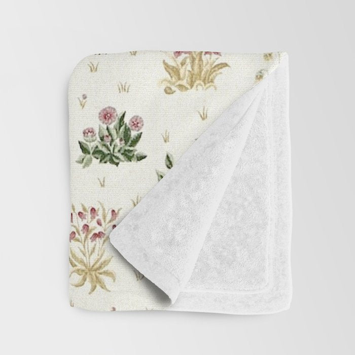 William Morris Orchard Bayleaf Rose Throw Blanket Gallery Image 3