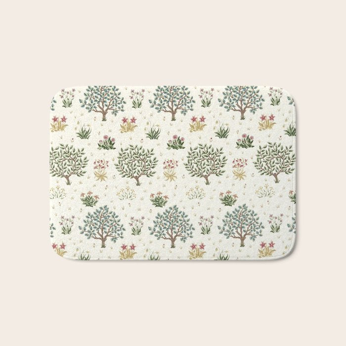 William Morris Orchard Bayleaf Rose Bath Mat Gallery Image 1