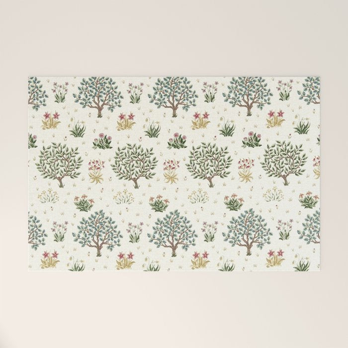 William Morris Orchard Bayleaf Rose Welcome Mat Gallery Image 1