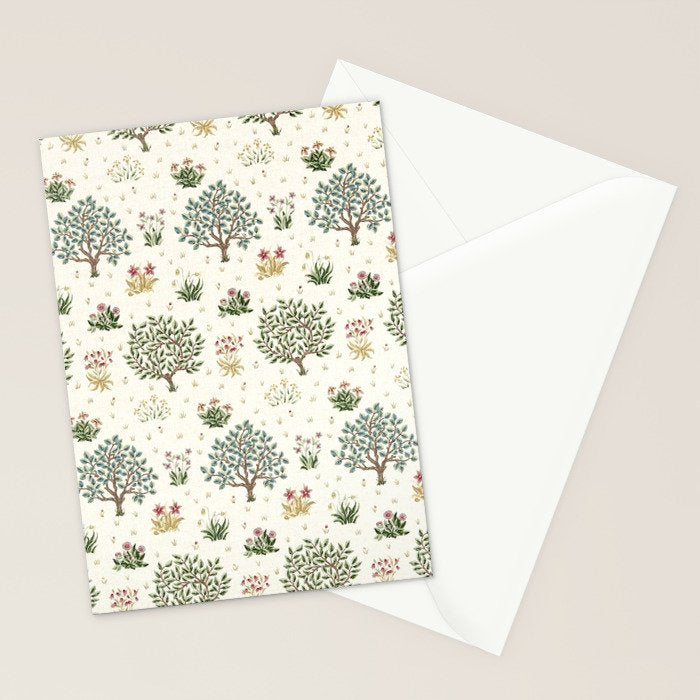 William Morris Orchard Bayleaf Rose Stationery Card Gallery Image 2