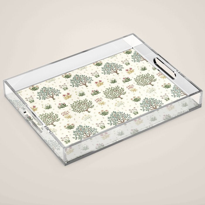 William Morris Orchard Bayleaf Rose Acrylic Tray Gallery Image 1