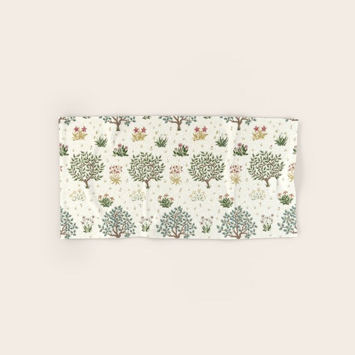 William Morris Orchard Bayleaf Rose Bath Towel Gallery Image 1