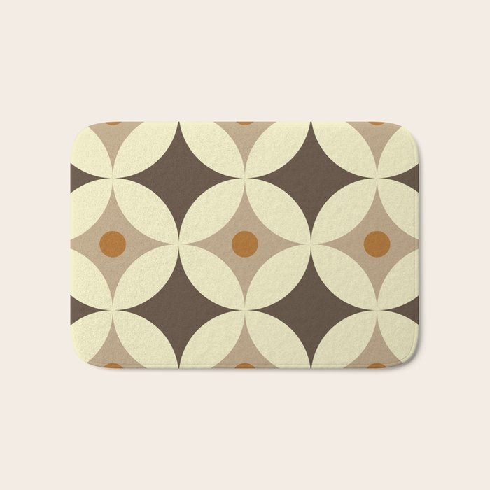Retro Geometric Circle Pattern Bath Mat Gallery Image 1