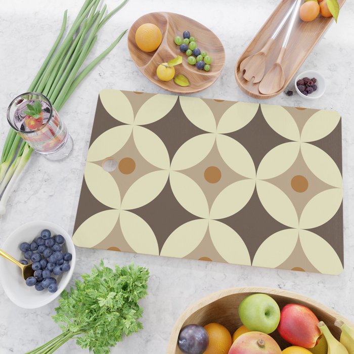 Retro Geometric Circle Pattern Cutting Board Gallery Image 2