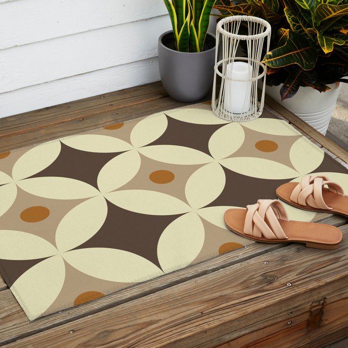 Retro Geometric Circle Pattern Outdoor Rug Gallery Image 2