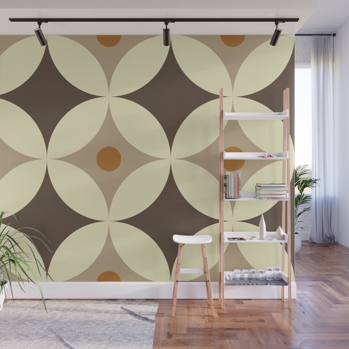 Retro Geometric Circle Pattern Wall Mural Gallery Image 1