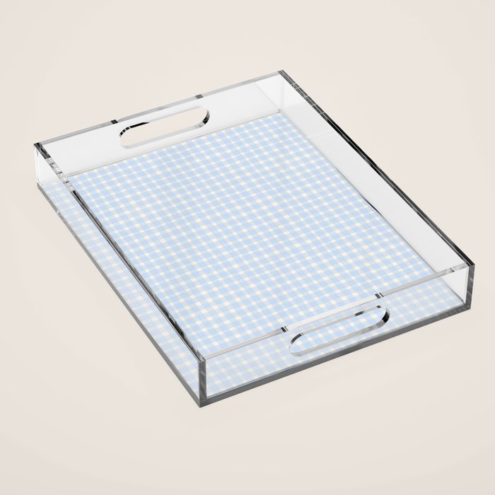 Blue White Gingham Check Acrylic Tray Gallery Image 1
