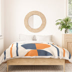 Abstract Shapes 78 in Orange and Navy Blue Duvet Cover Gallery Image 3