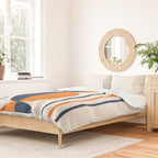 Abstract Shapes 78 in Orange and Navy Blue Duvet Cover Gallery Image 2