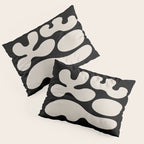 Mid Century Modern Organic Shapes 352 Black and Linen White Pillow Sham Gallery Image 3