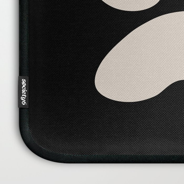 Mid Century Modern Organic Shapes 352 Black and Linen White Laptop Sleeve Gallery Image 3