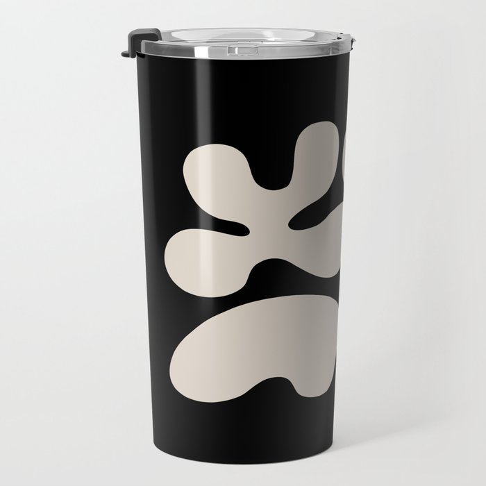 Mid Century Modern Organic Shapes 352 Black and Linen White Travel Mug Gallery Image 3