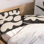 Mid Century Modern Organic Shapes 352 Black and Linen White Pillow Sham Gallery Image 2
