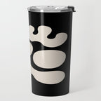 Mid Century Modern Organic Shapes 352 Black and Linen White Travel Mug Gallery Image 2