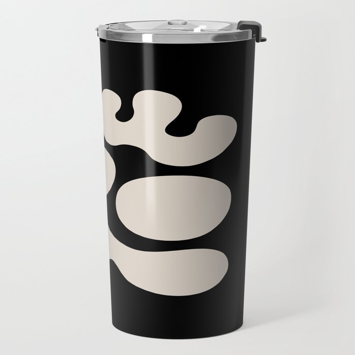 Mid Century Modern Organic Shapes 352 Black and Linen White Travel Mug Gallery Image 2