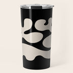 Mid Century Modern Organic Shapes 352 Black and Linen White Travel Mug Gallery Image 1