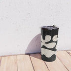 Mid Century Modern Organic Shapes 352 Black and Linen White Travel Mug Gallery Image 4