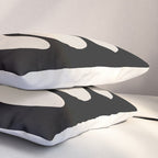 Mid Century Modern Organic Shapes 352 Black and Linen White Pillow Sham Gallery Image 3