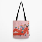 Modern Woman with Flowers Tote Bag Gallery Image 2