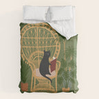 Hidden cat 51 private forest reading area rattan chair Duvet Cover Gallery Image 6