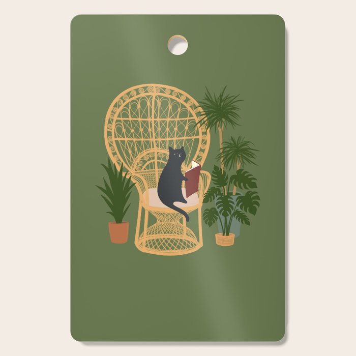 Hidden cat 51 private forest reading area rattan chair Cutting Board Gallery Image 1
