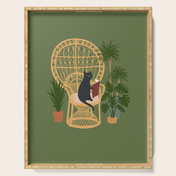Hidden cat 51 private forest reading area rattan chair Serving Tray Gallery Image 1